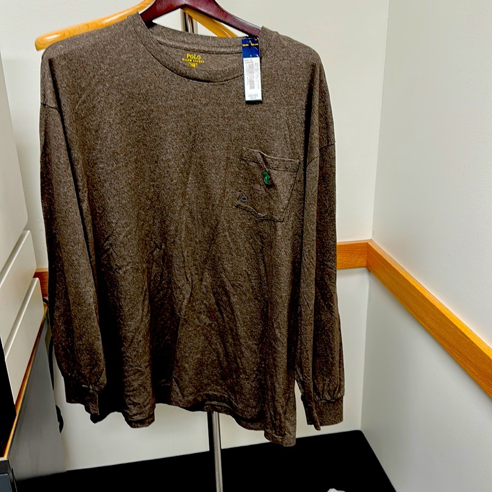 NWT Polo Ralph Lauren 2XB long sleeve T-Shirt. Brown in color